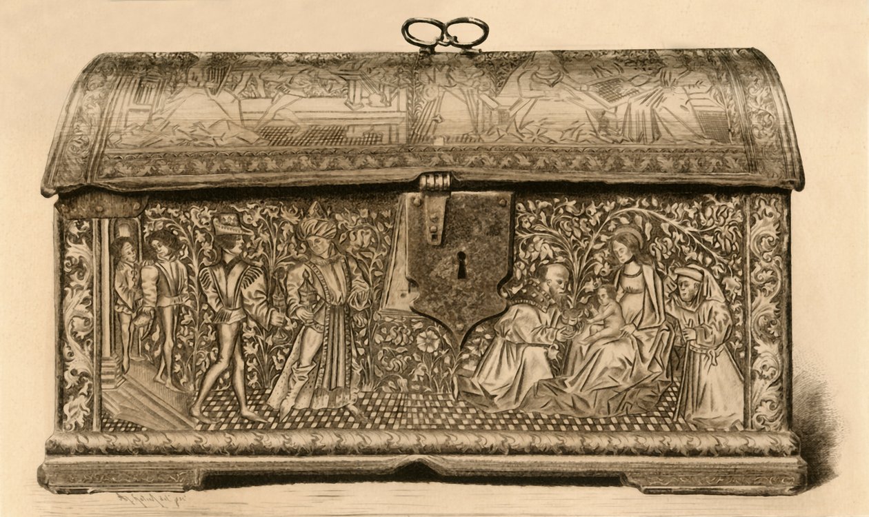 Leather Coffer with Incised Decoration by Unbekannt