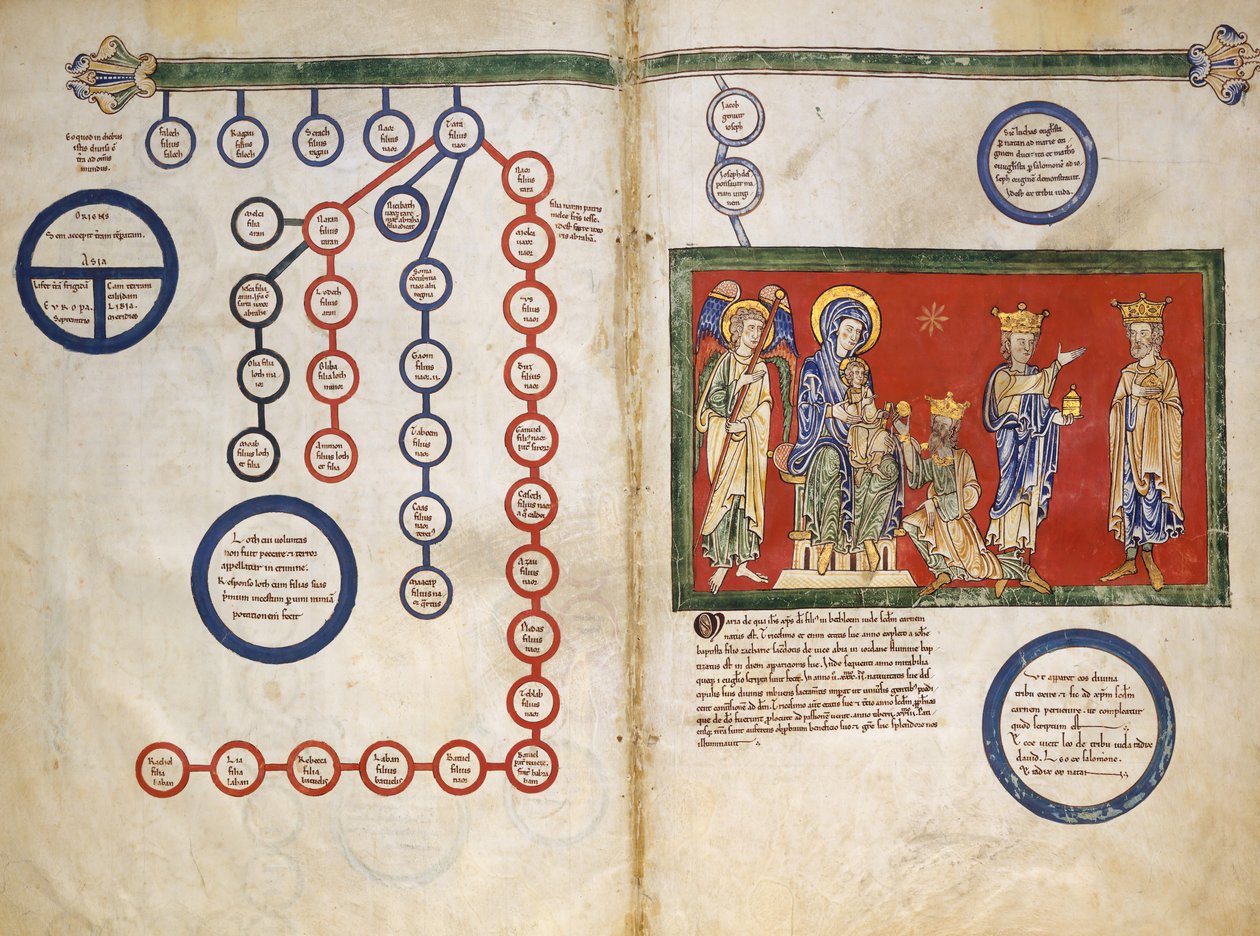 Leaves from a Beatus Manuscript: Bifolium with part of the Genealogy of Christ by Unbekannt