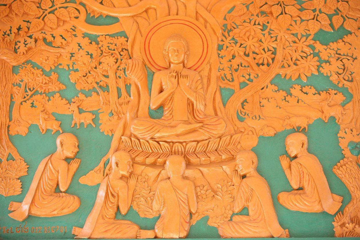 Life of Buddha: Buddha with His 5 Disciples in Benares, Phnom Penh, Cambodia by Unbekannt