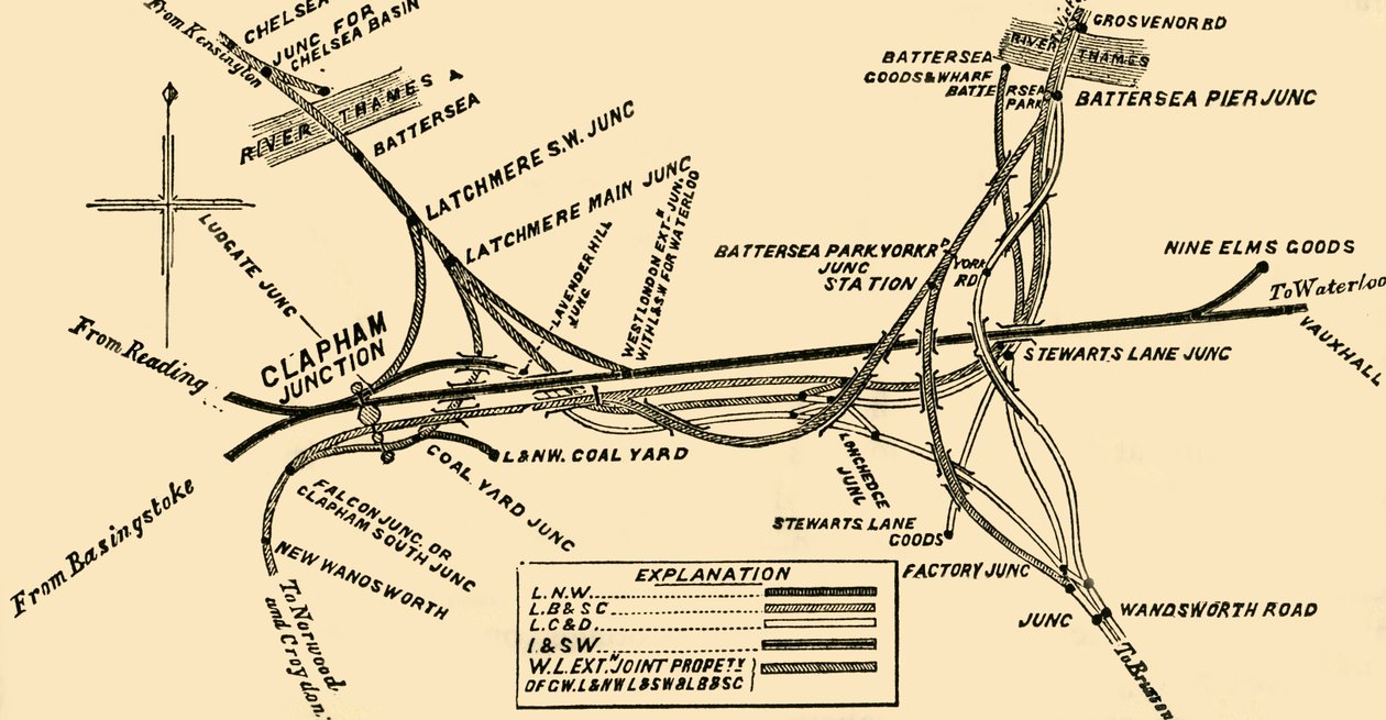 Lines of Rail at Clapham Junction, c1878 by Unbekannt