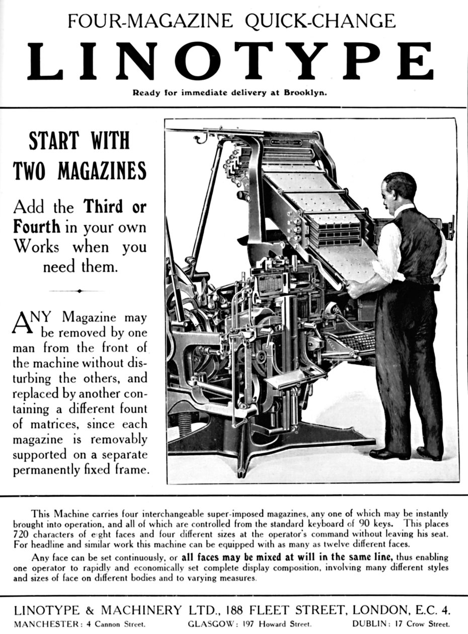 Linotype & Machinery Ltd. advert by Unbekannt