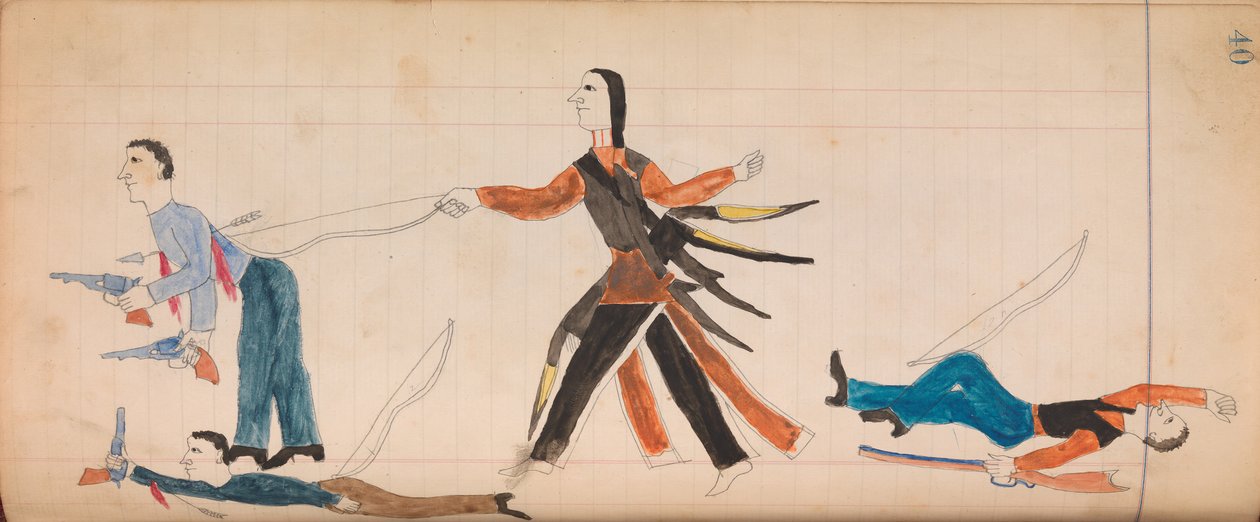 Maffet Ledger: Indian and three white men, ca. 1874-81 by Unbekannt