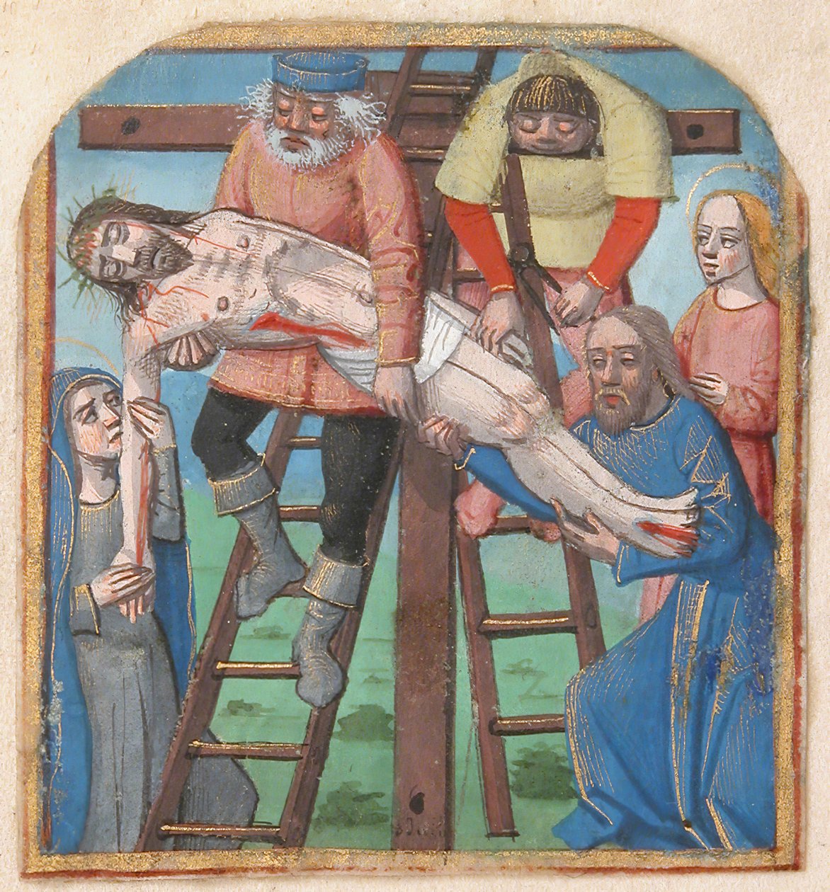 Manuscript Illumination with the Descent from the Cross, from a Book of Hours by Unbekannt