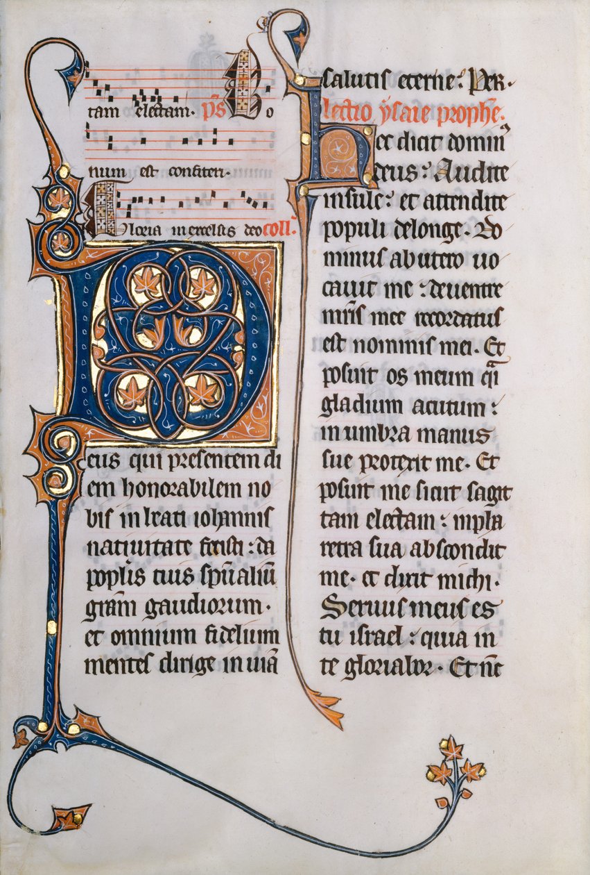 Manuscript Leaf with Initial M, from a Missal by Unbekannt