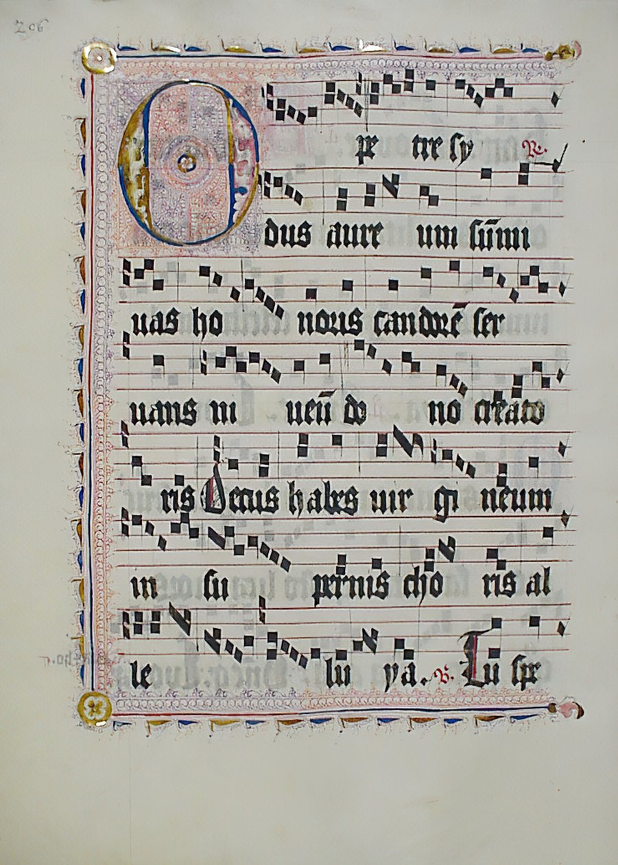 Manuscript Leaf with Initial O, from an Antiphonary, German, second quarter 15th century by Unbekannt