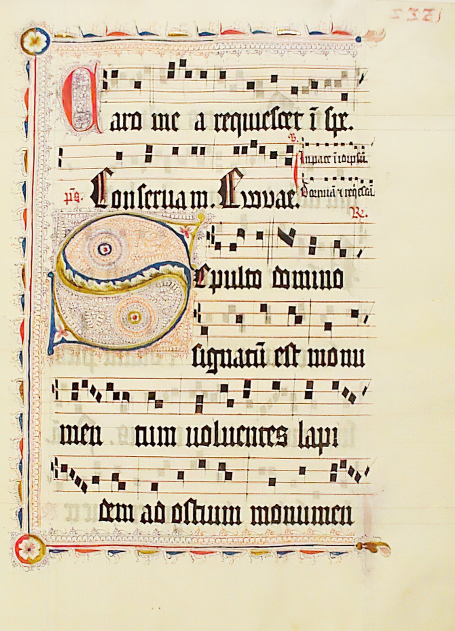 Manuscript Leaf with Initial S, from an Antiphonary, German, Second Quarter 15th Century by Unbekannt