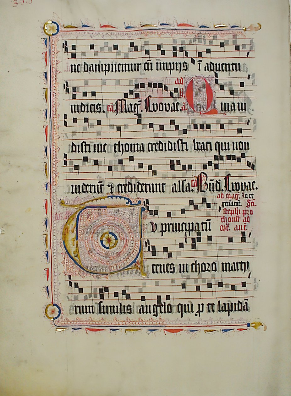 Manuscript Leaf with Initial T, from an Antiphonary by Unbekannt