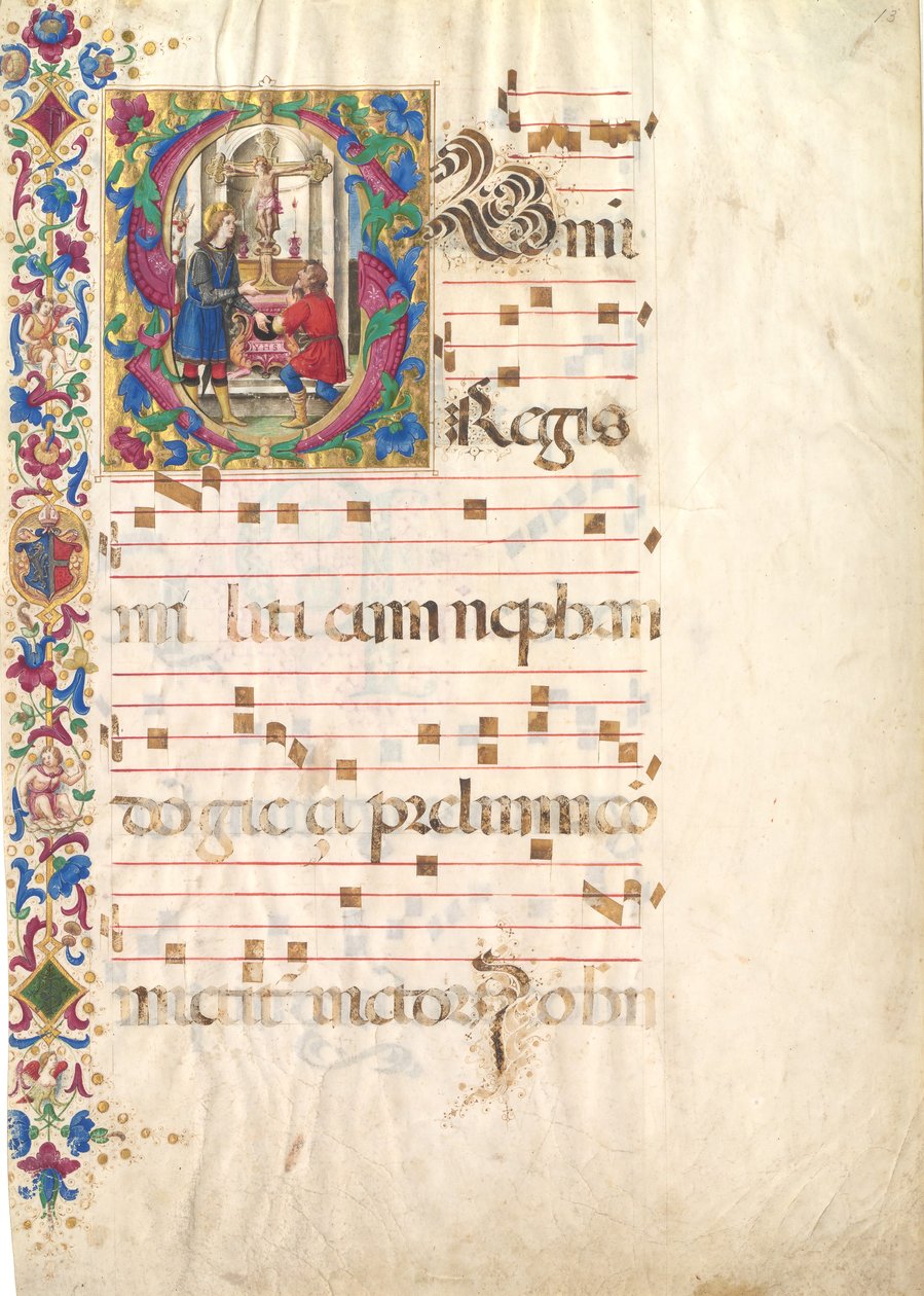 Manuscript Leaf with Saint John Gualbert in an Initial S, early 16th century by Unbekannt