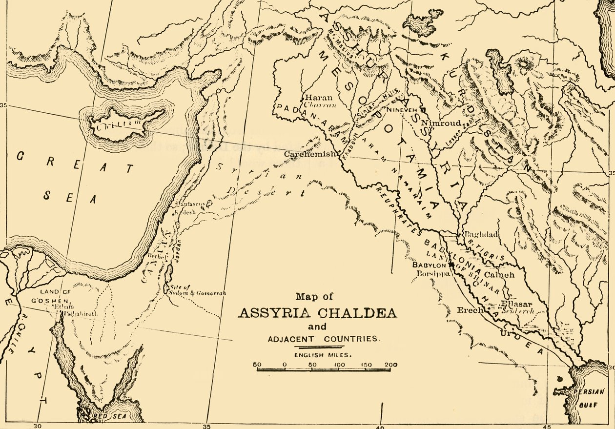 Map of Assyria, Chaldea and Adjacent Countries, 1890 by Unbekannt
