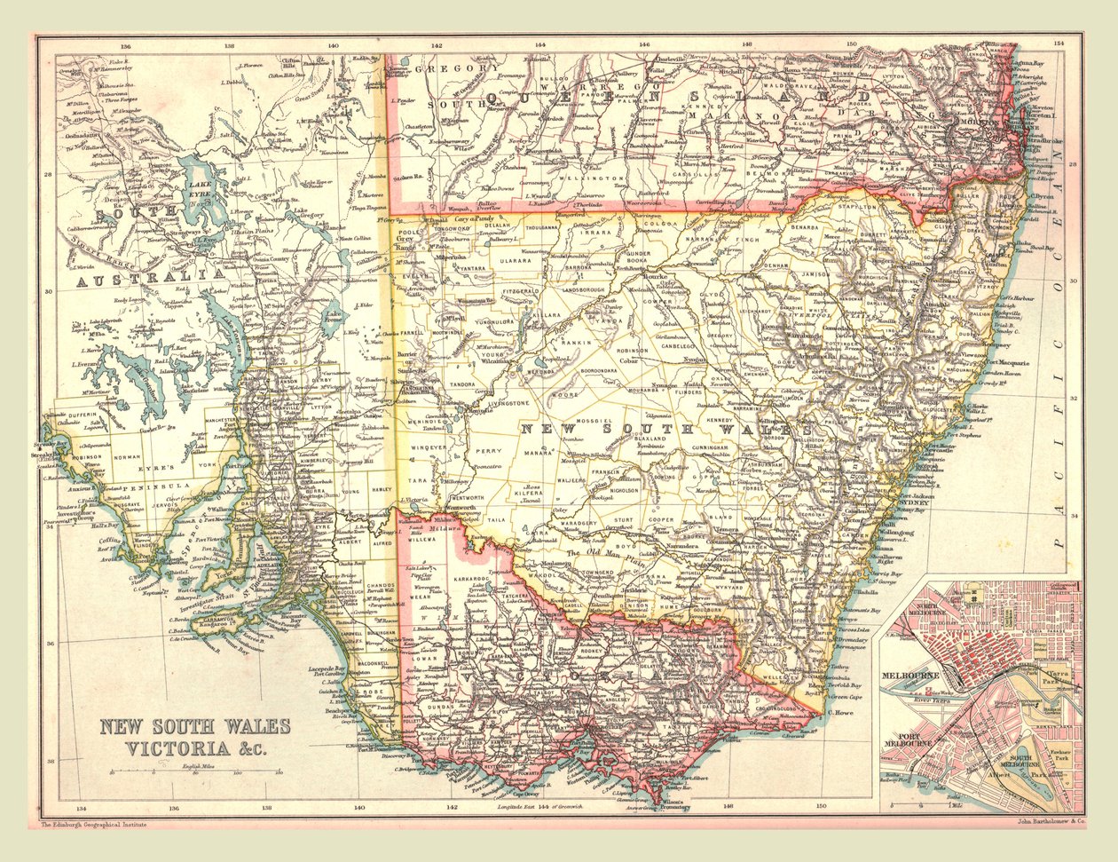 Map of New South Wales and Victoria by Unbekannt