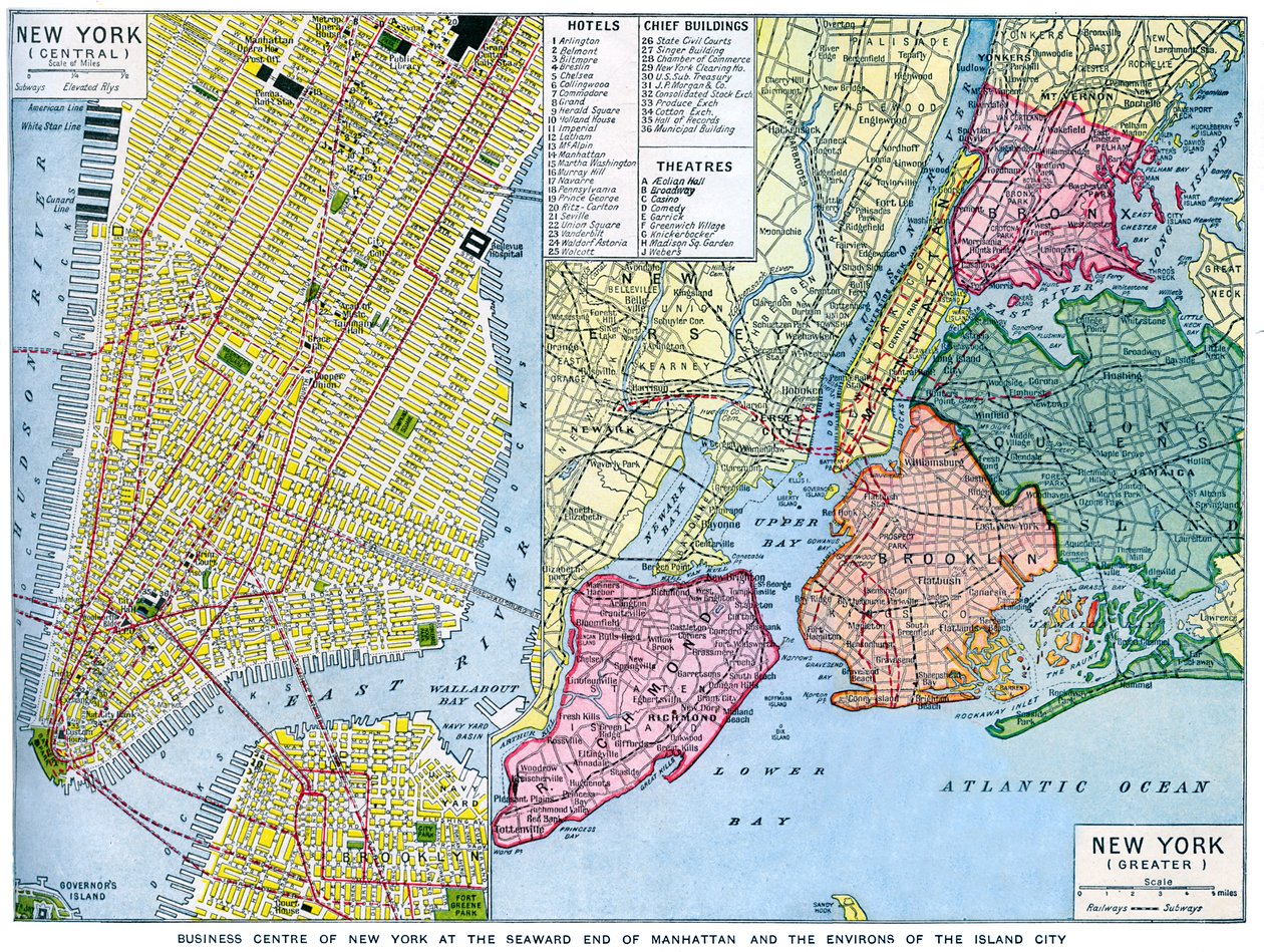 Map of New York City, USA by Unbekannt