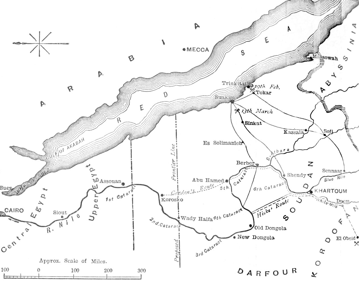 Map of the Country Between Egypt and the Sudan, c1881-85 by Unbekannt