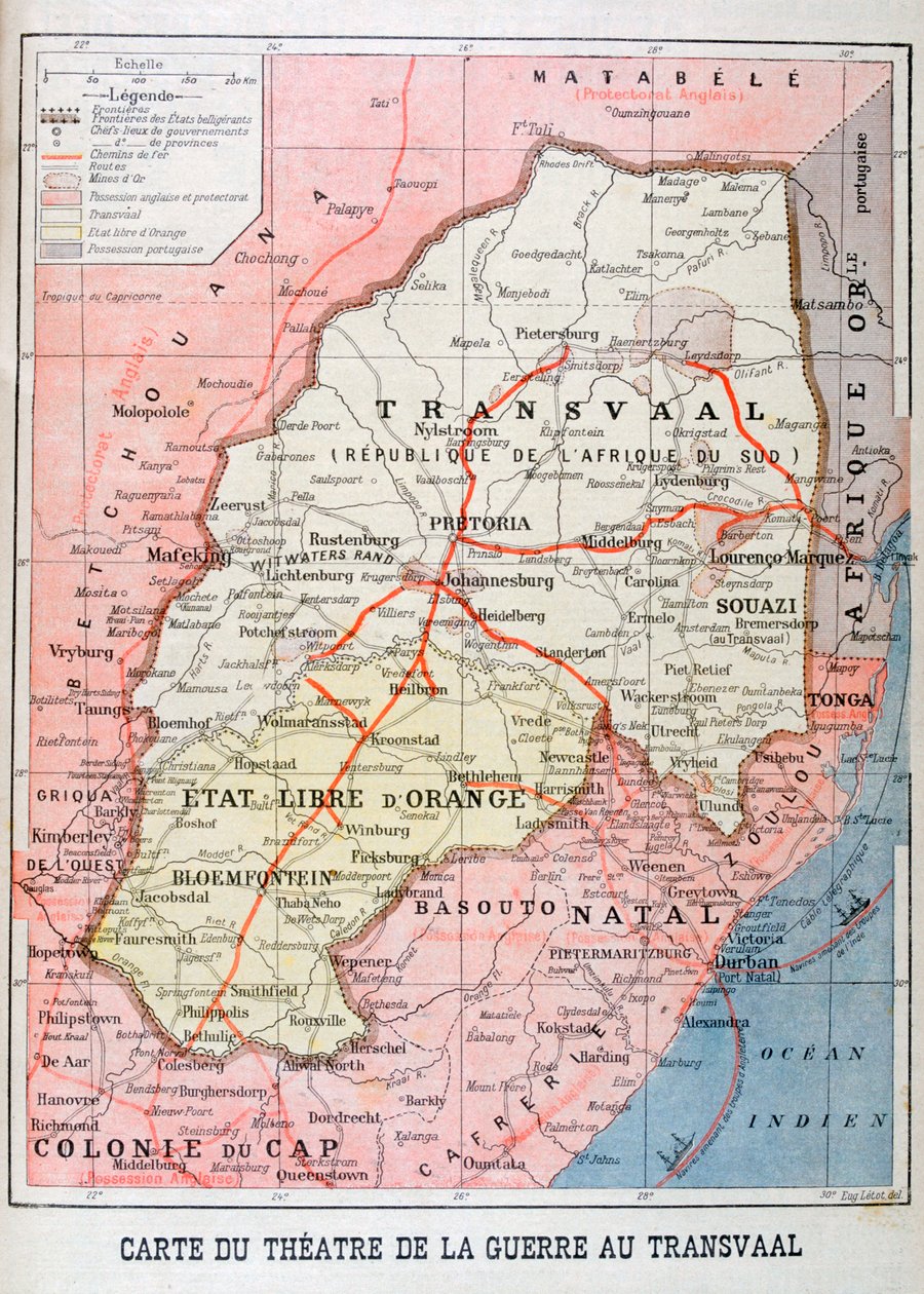 Map of the Theatre of the War in the Transvaal by Unbekannt