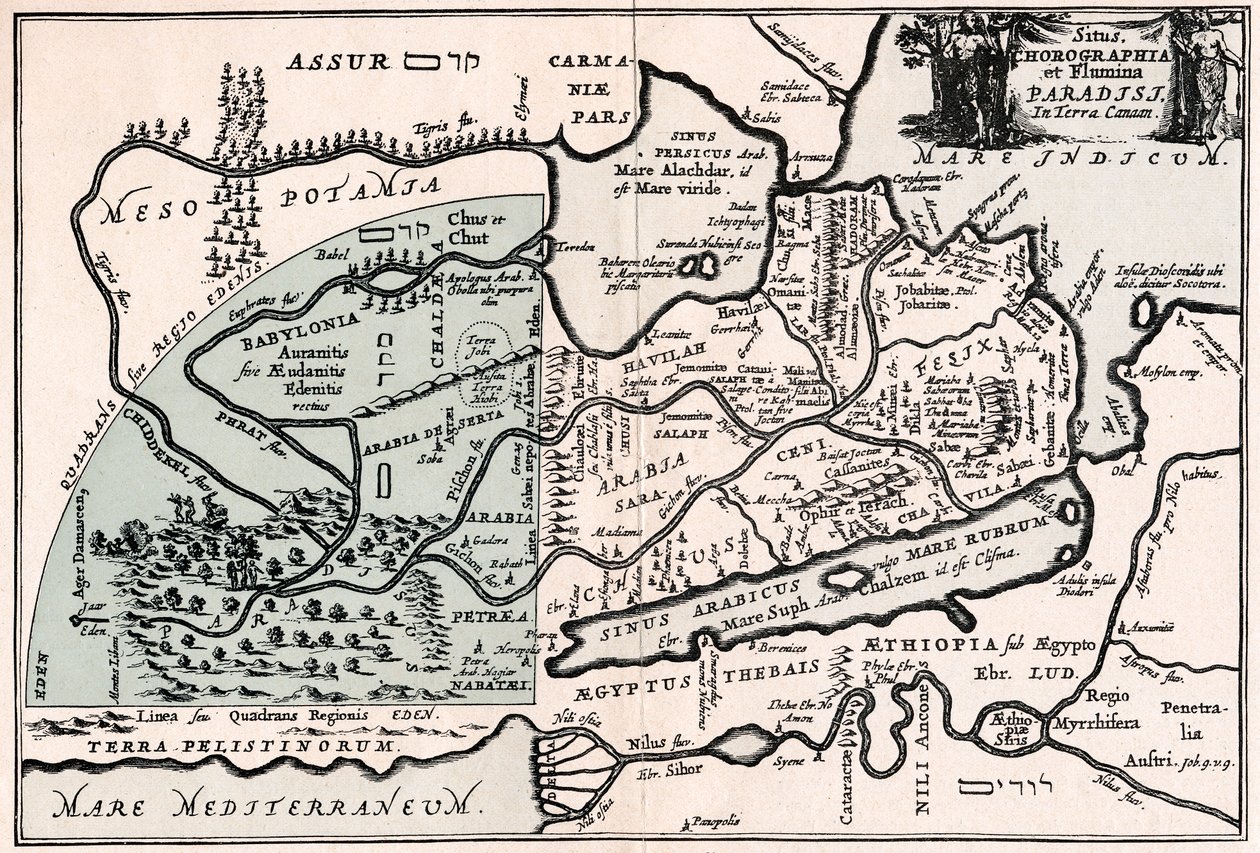 Map Showing the Supposed Location of Paradise by Unbekannt