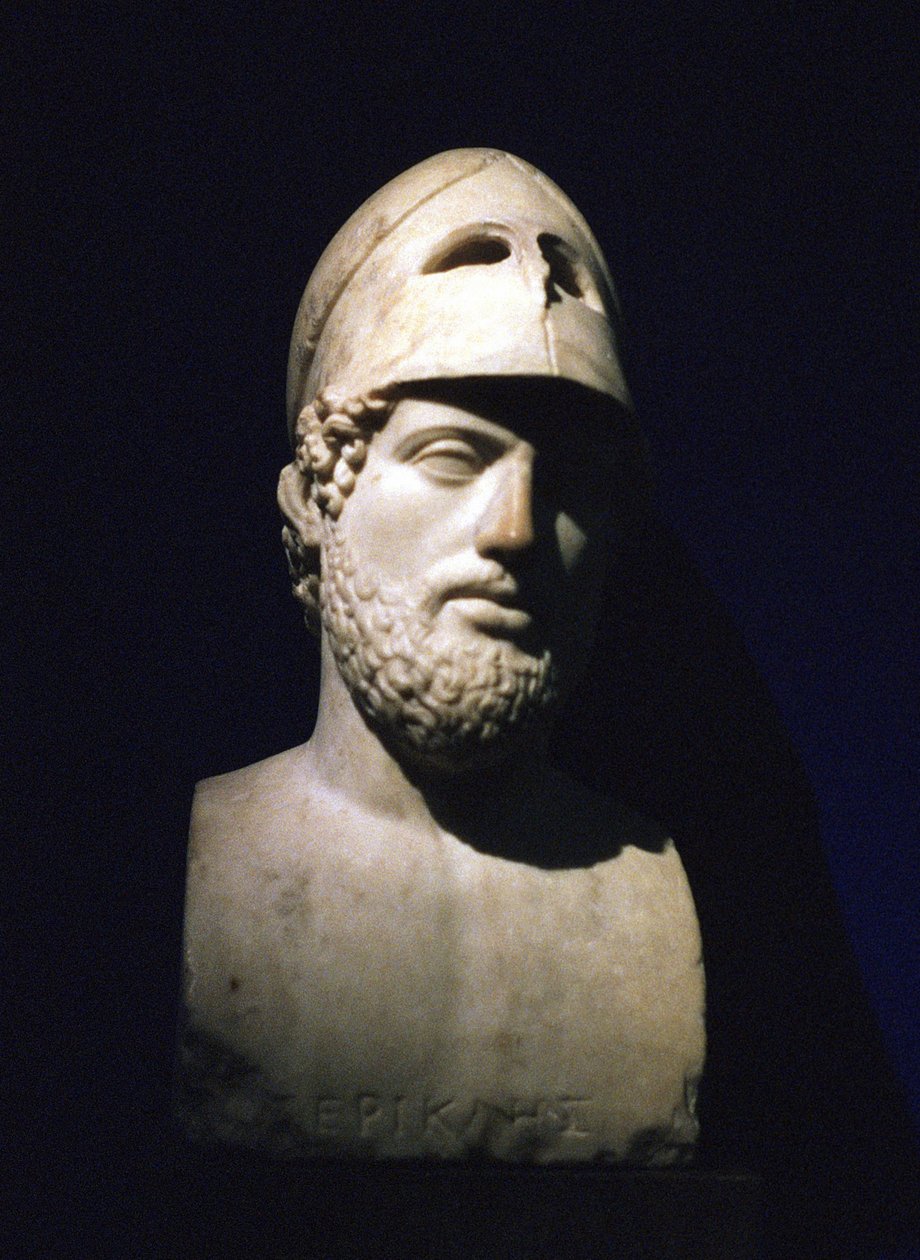 Marble Portrait Bust of Pericles (Pericles) Athenian Statesman (c490-429 BC). Roman 2nd Century BC (Sculpture Said to Be from Hadrian