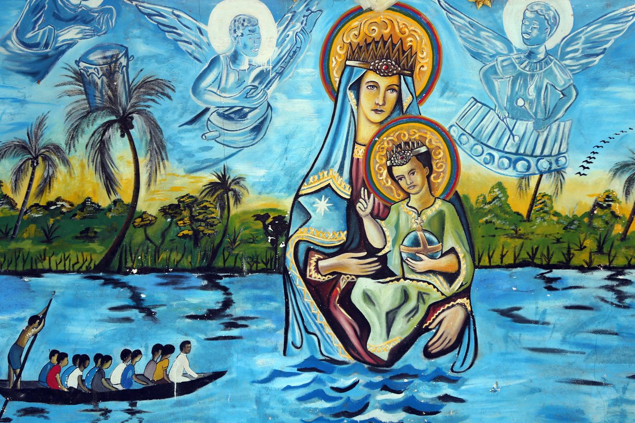 Marian sanctuary Our Lady of the Lake Togo. Wall painting. Togo by Unbekannt