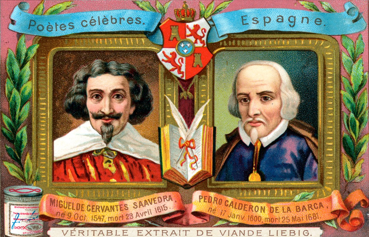Miguel de Cervantes Saavedra and Pedro Calderon De La Barca by Unbekannt