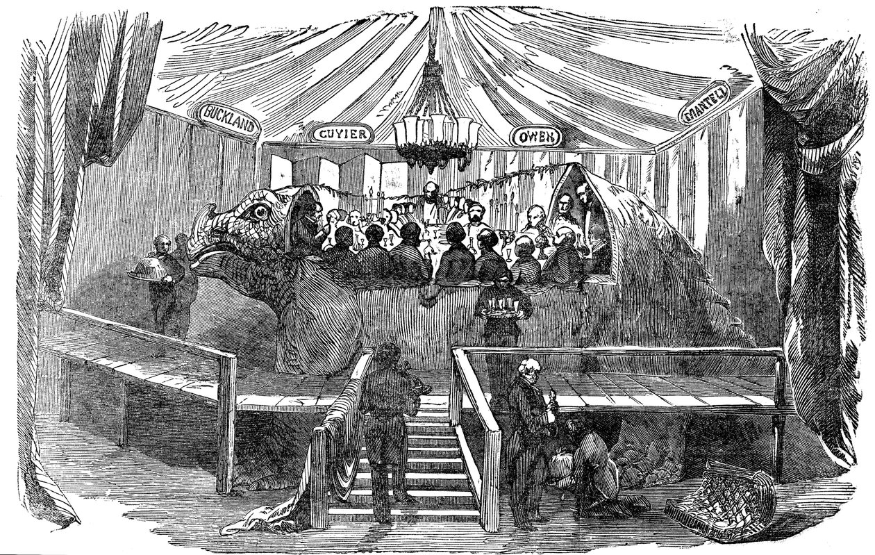 Naturalists Dining Inside a Model of a Dinosaur, Crystal Palace, Sydenham, New Year