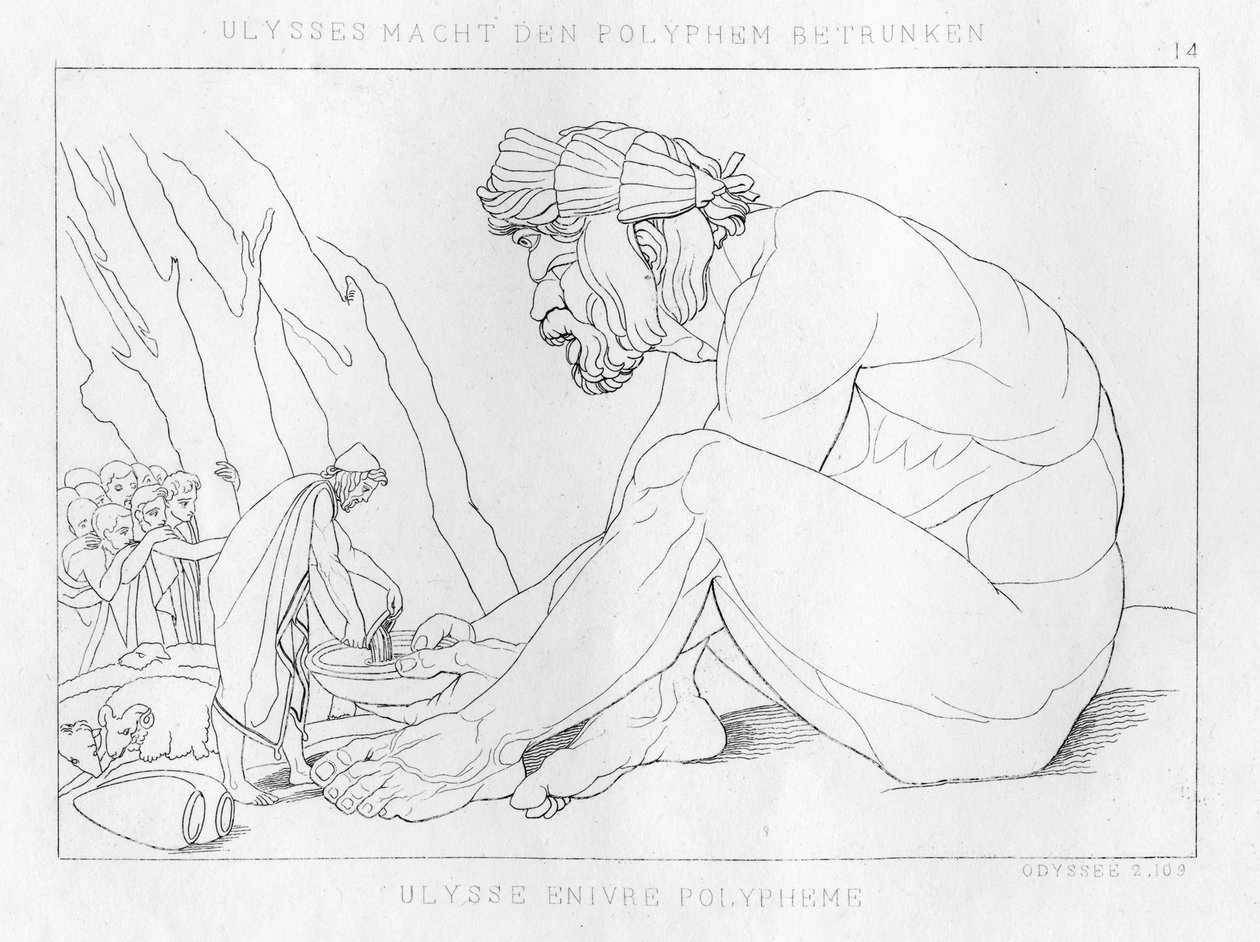 Odysseus Drinking with Polyfemos, the Cyclops by Unbekannt