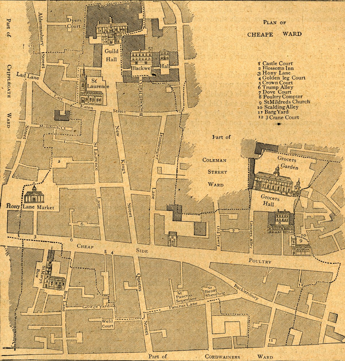 Old Map of the Ward of Cheap, 1897 by Unbekannt