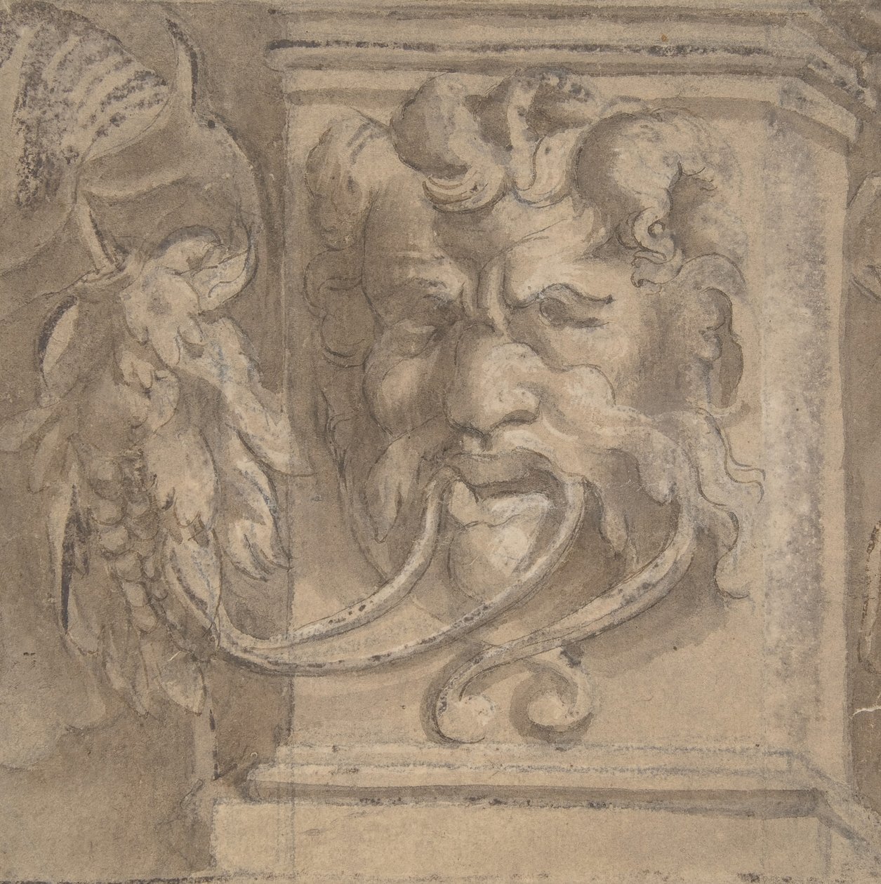 Ornamental Design with Antique-style Mask, 1550-1600