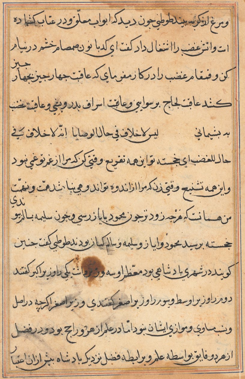 Page from Tales of a Parrot Tuti-nama: Text Page by Unbekannt