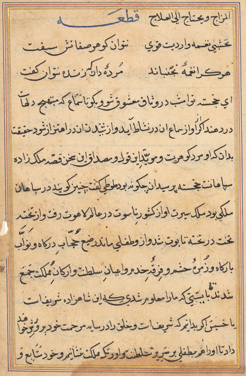 Page from Tales of a Parrot Tuti-nama: text page by Unbekannt