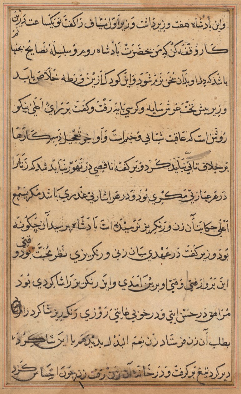 Page from Tales of a Parrot Tuti-nama: text page, c. 1560 by Unbekannt