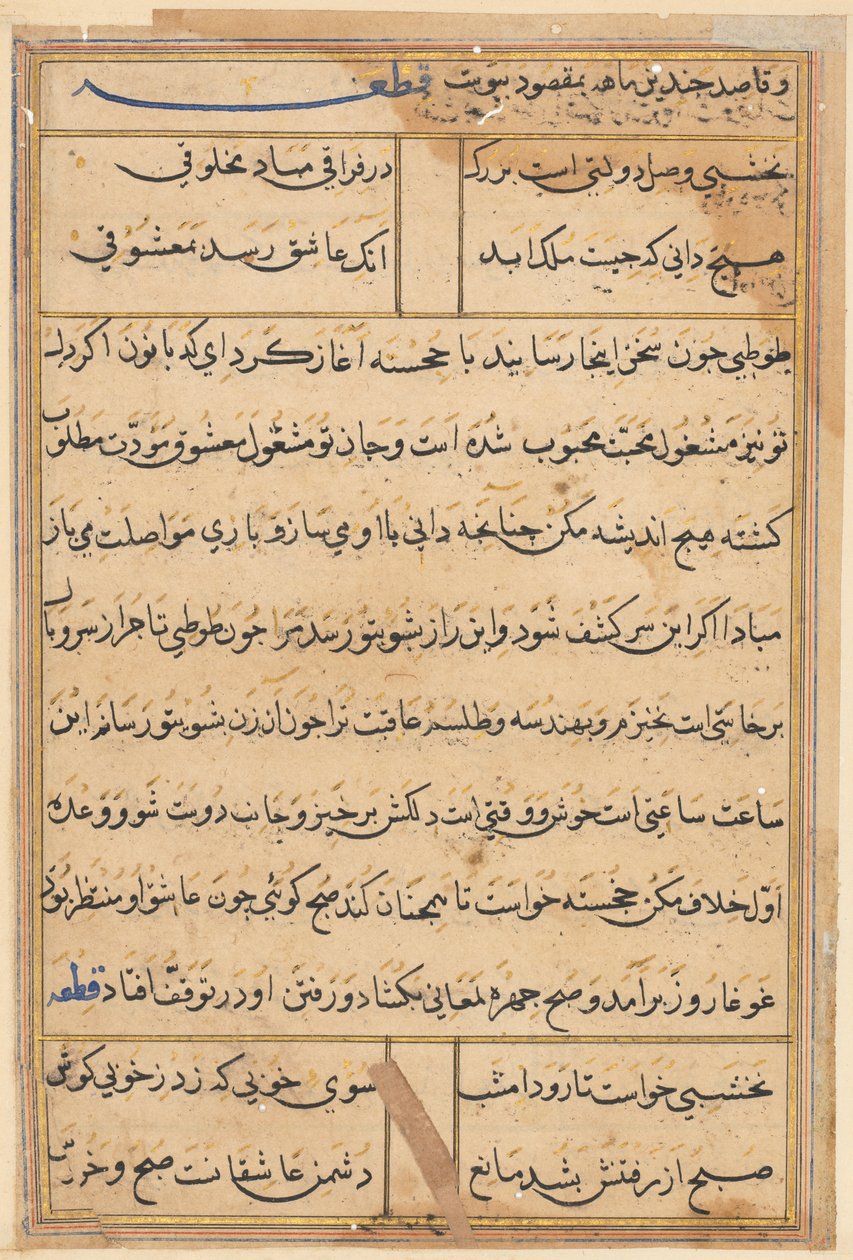 Page from Tales of a Parrot Tuti-nama: text page by Unbekannt