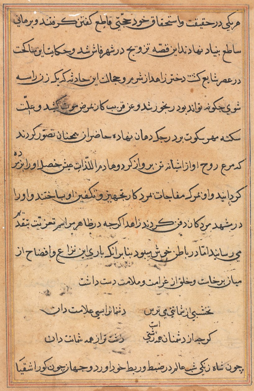 Page from Tales of a Parrot Tuti-nama: Text Page by Unbekannt