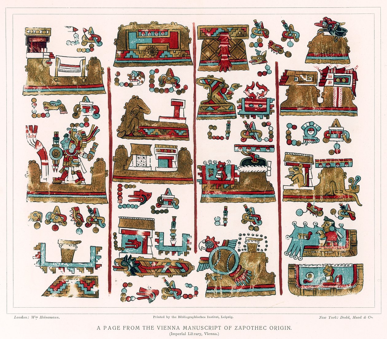 Page from the Vienna Nahua manuscript of Zapotec origin, Mexico by Unbekannt