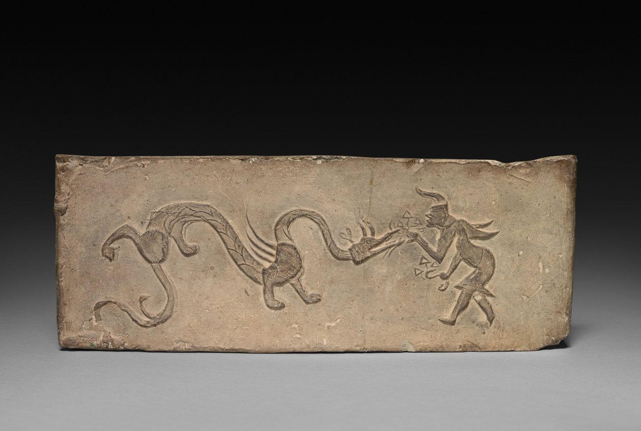 Panel from Model Cooking Stove: Fairy Feeding Lingzhi Fungus to a Dragon, 1st Century BC by Unbekannt