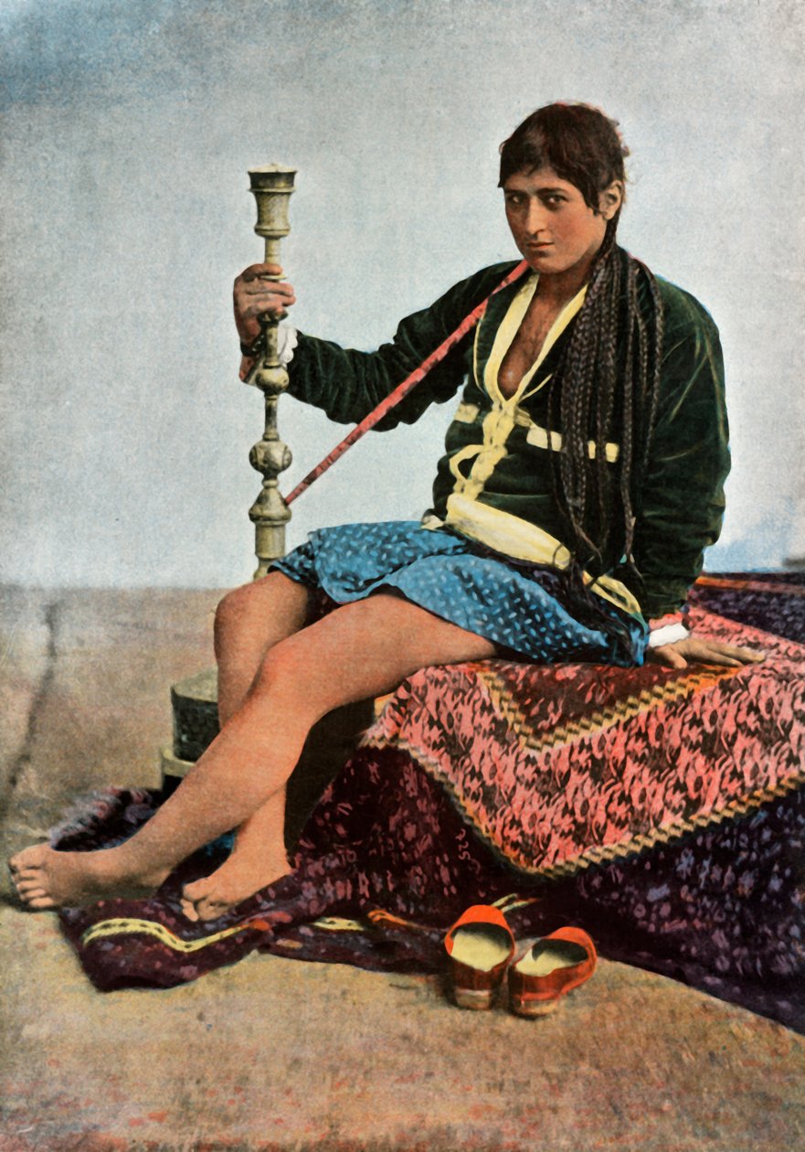 Persian woman smoking in Kalgan by Unbekannt
