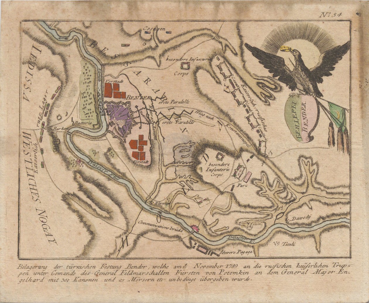 Plan of the Siege of the Turkish Fortress of Bender by the Russian Army in November 1789, 1789 by Unbekannt