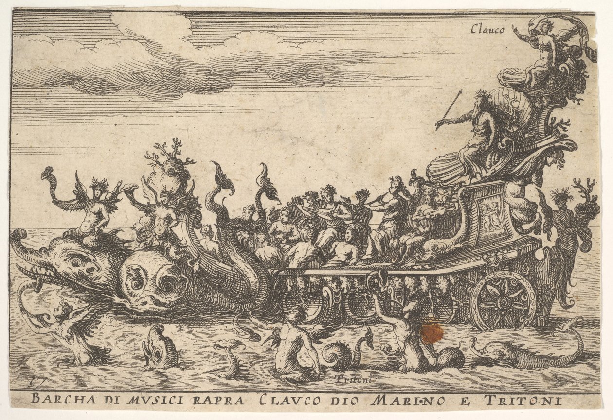 Plate 16: Ship of Musicians with the Sea God Glaucus and Tritons by Unbekannt