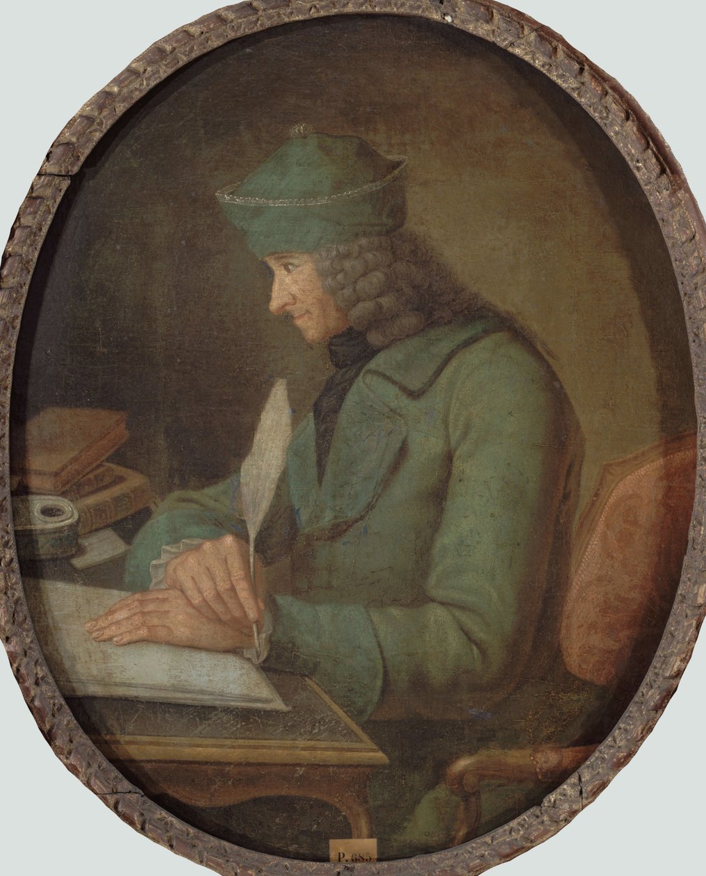 Portrait of Francois Marie Arouet de Voltaire in his study, 2nd Half of the 18th century by Unbekannt