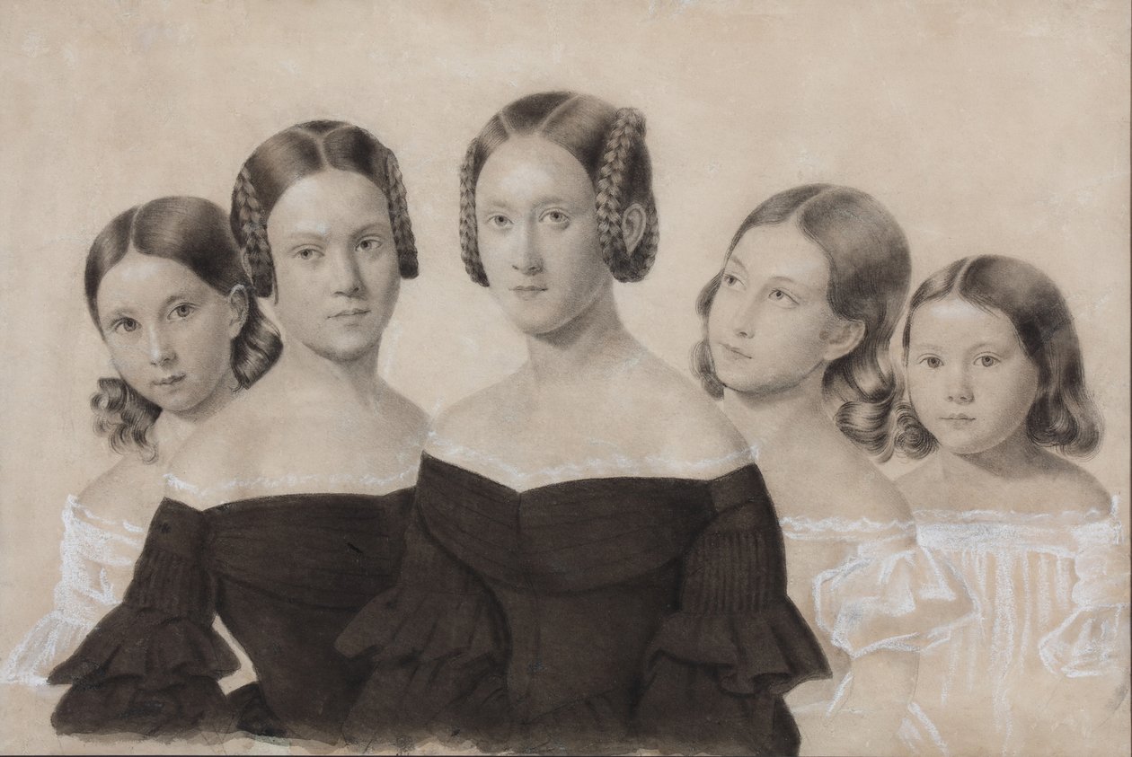 Portrait of Sisters Yelisaveta, Maria, Praskovya, Alexandra and Anna Dyakov by Unbekannt