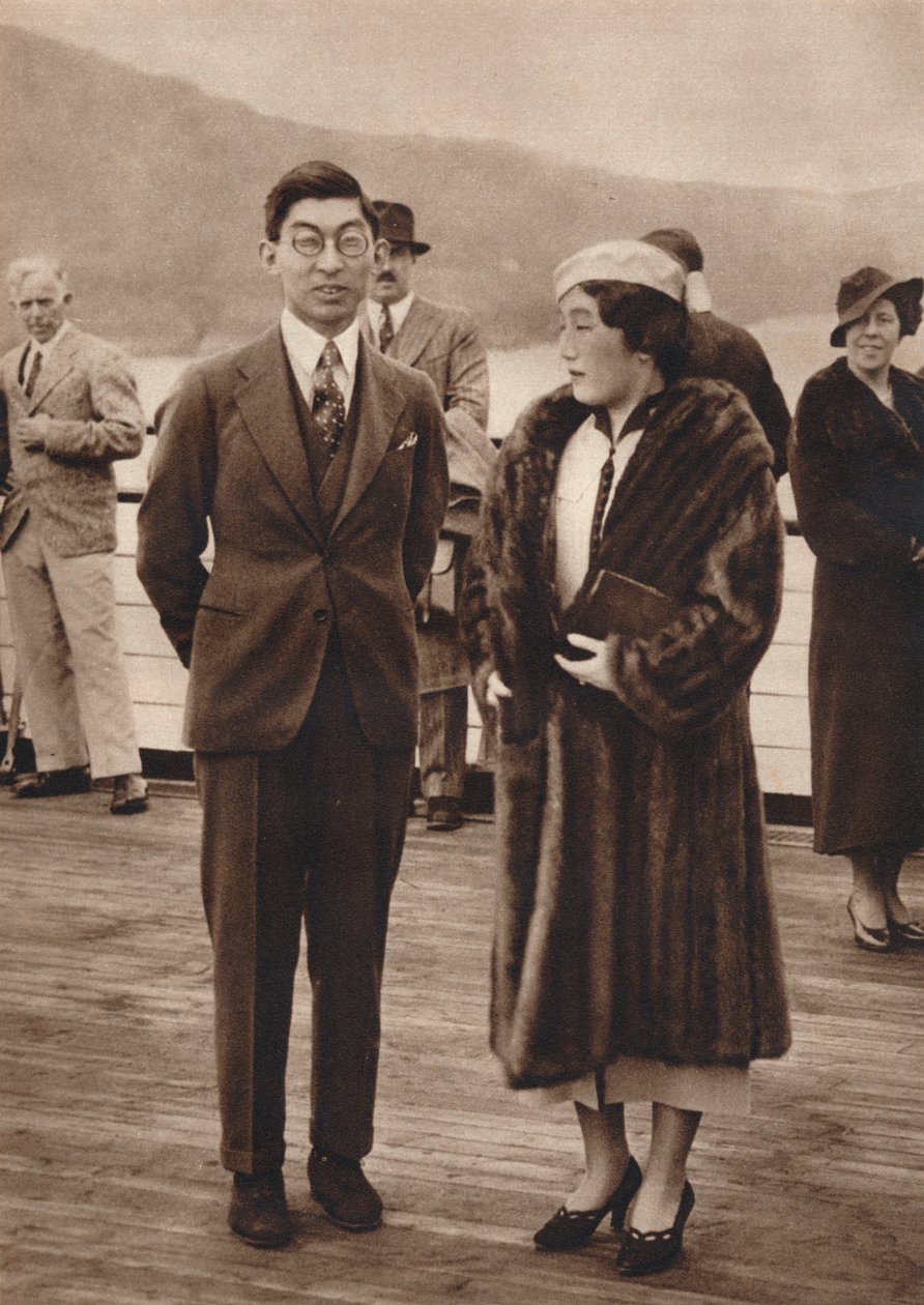 Prince and Princess Chichibu Arriving on the Queen Mary by Unbekannt