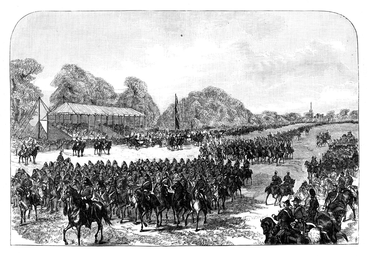 Queen Victoria reviewing volunteers in the Great Park, Windsor, Berkshire by Unbekannt