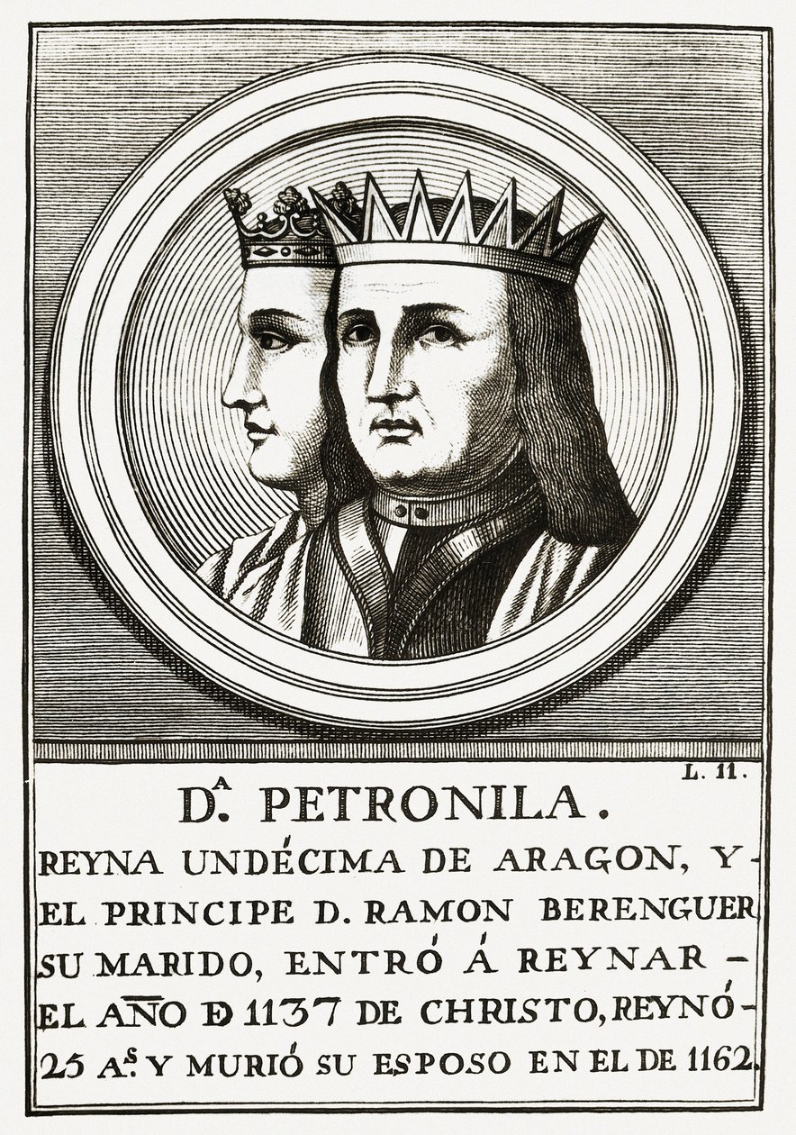 Raimond Berenger IV of Barcelona and Petronilla Queen of Aragon, Engraving by Unbekannt