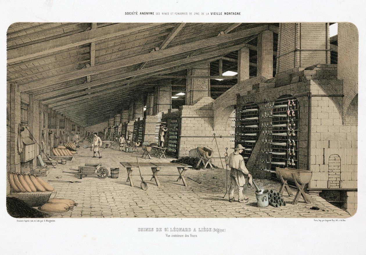Raw Materials Processing, Metallurgy Furnaces at the Zinc Works, St ...