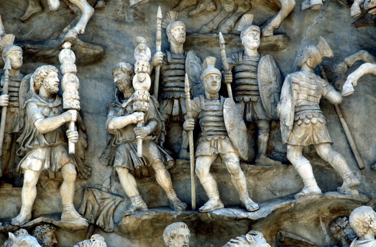 Roman Soldiers Taking Part in Decursio, the Ritual Circling of Funeral Pyre by Unbekannt