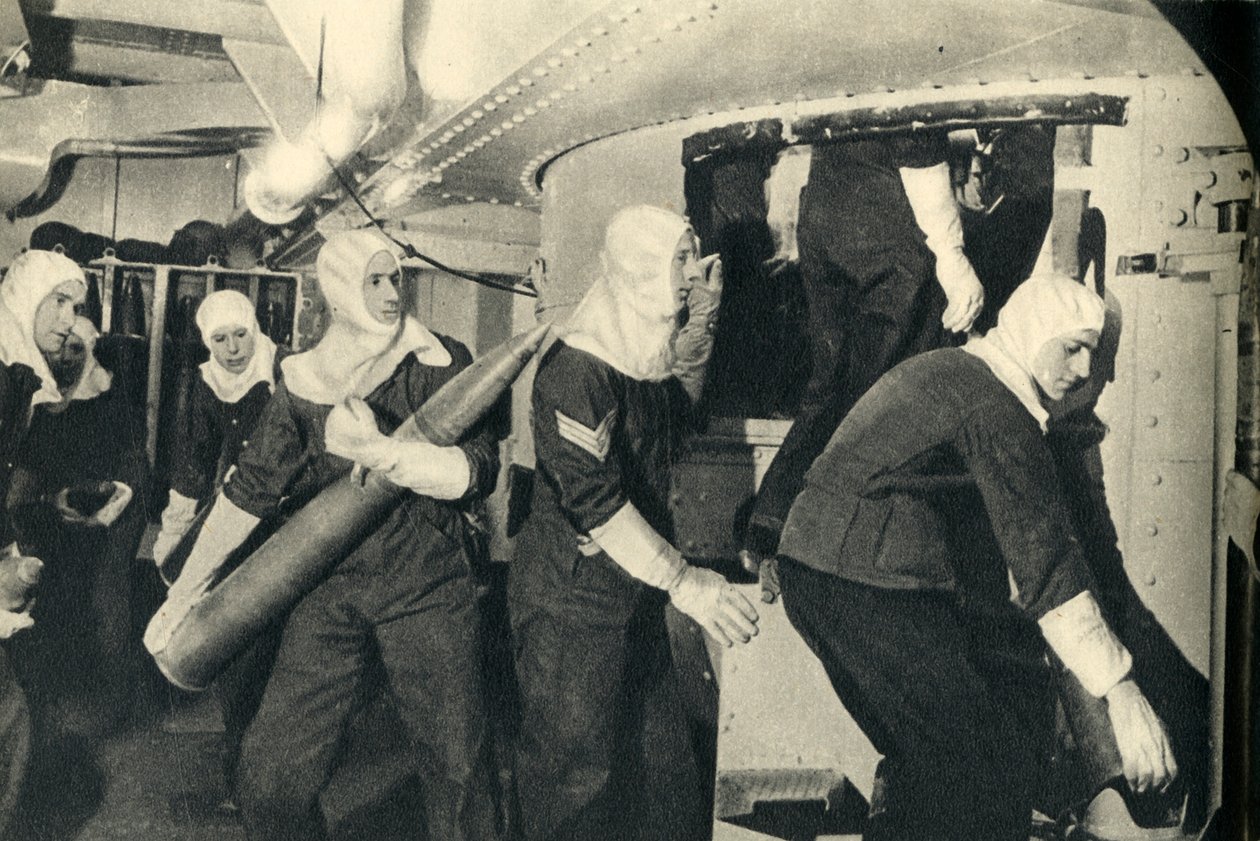 Royal Marines Handling Ammunition on Board HMS Illustrious, World War II, c. 1939-1943 by Unbekannt