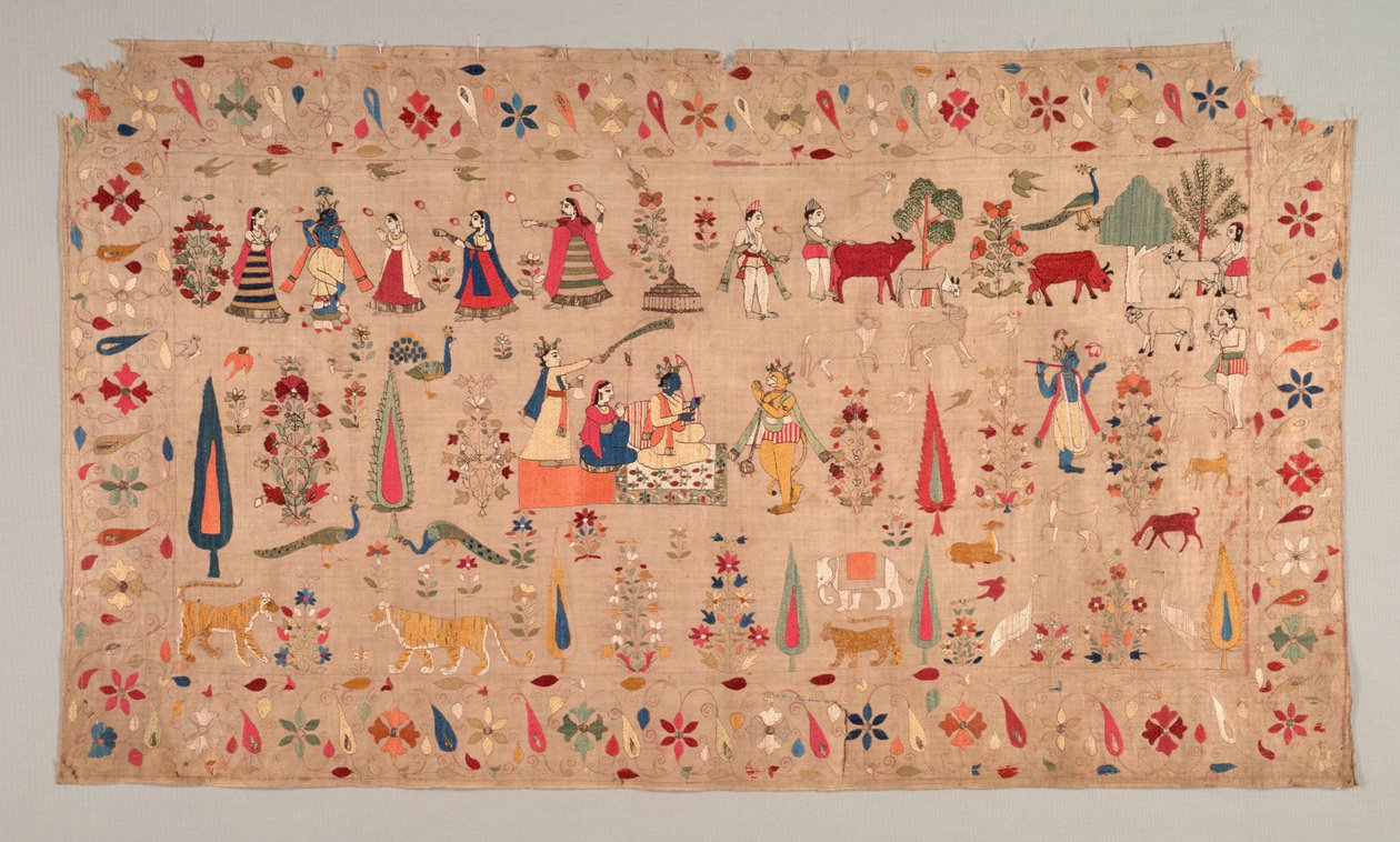 Rumal Decorated with Scenes of Krishna