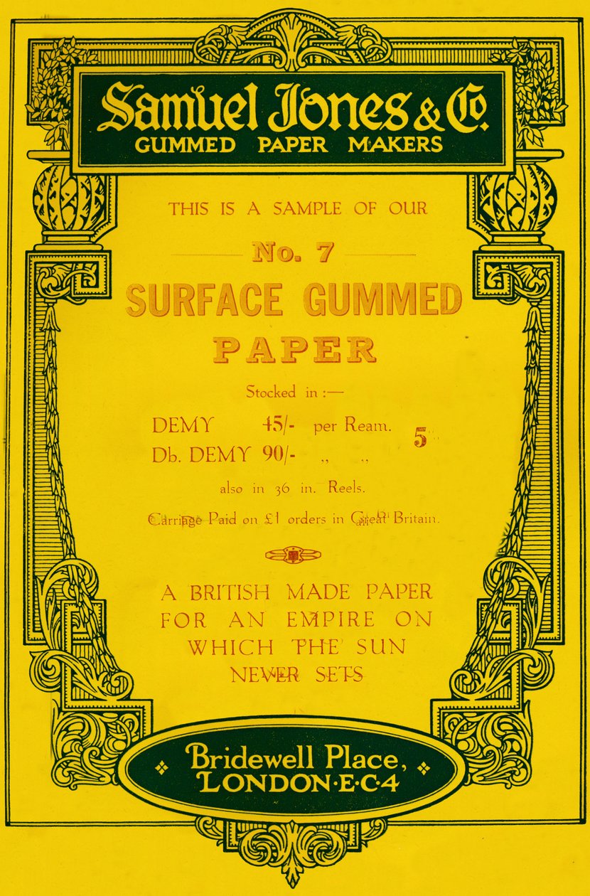 Samuel Jones & Company Gummed Paper Makers Advert, 1919 by Unbekannt