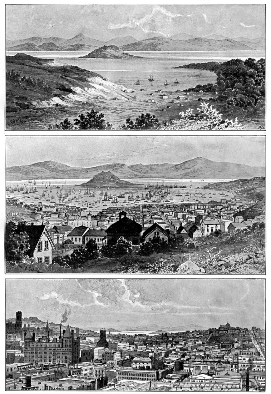 San Francisco in November, 1848, 1858 and the end of the 19th century by Unbekannt