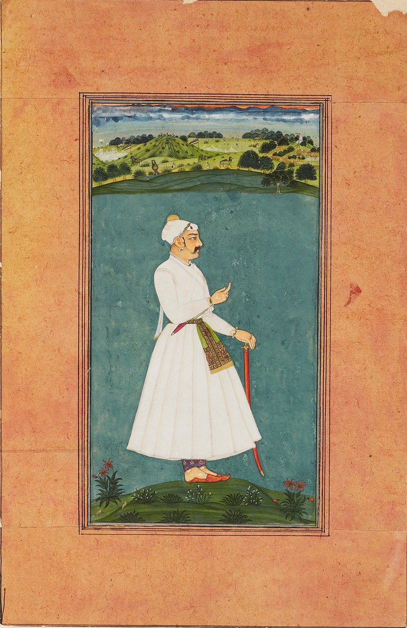 Sawai Jai Singh standing in a landscape by Unbekannt