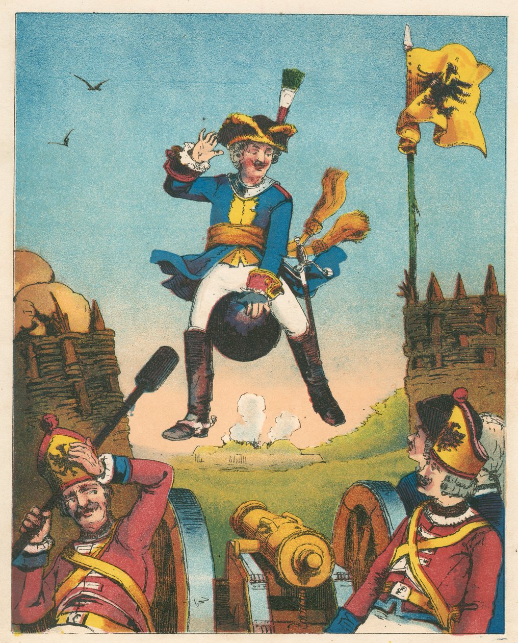 Scene from The Adventures of Baron Munchausen by Rudolph Erich Raspe, c1850 by Unbekannt