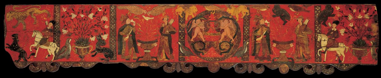 Section of wood panelling with decorative painting by Unbekannt
