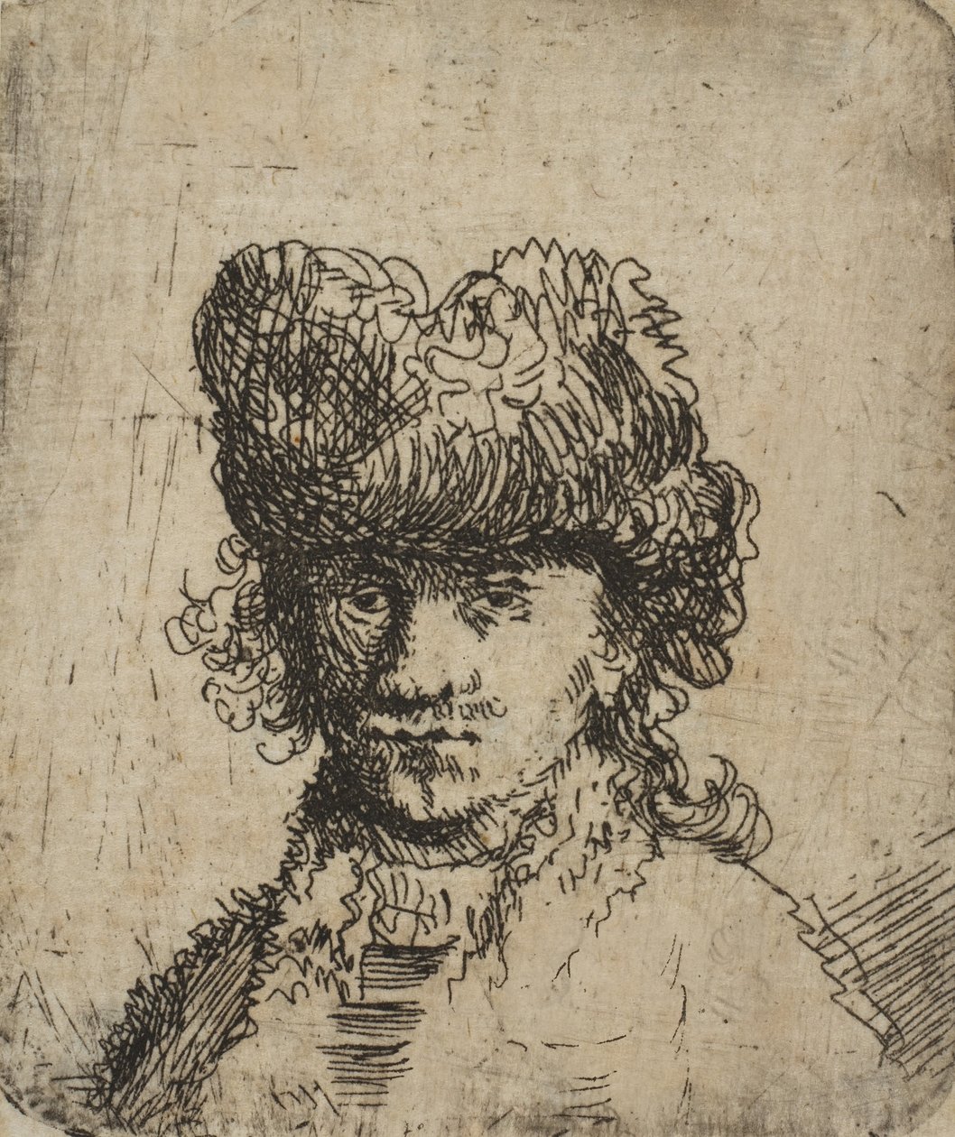 Self-Portrait in a Fur Cap: Bust, 18th century by Unbekannt